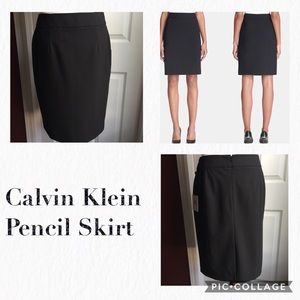 Calvin Klein Black Pencil Fully Lined Skirt